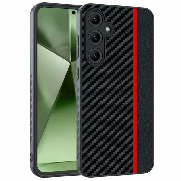 Carbon Fiber Texture maska za Samsung Galaxy S24 - Black / Red