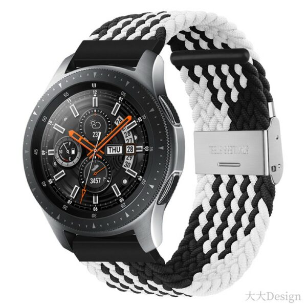 Elastic Nylon 20mm narukvica - Black/White Stripe