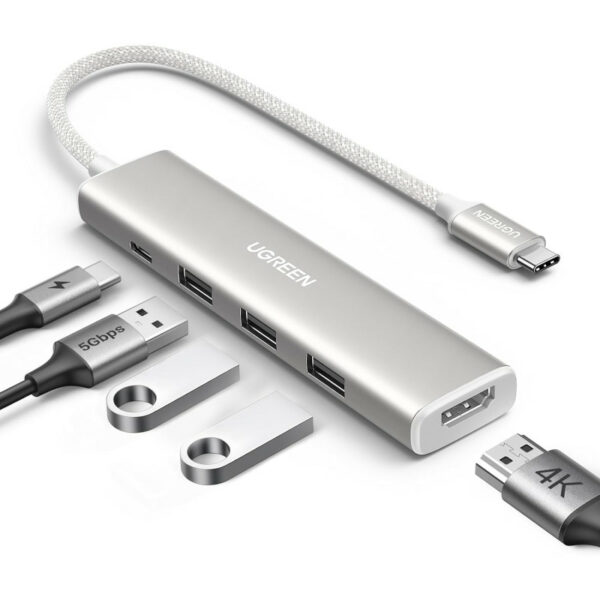 Ugreen Revodok USB-C Hub 5-u-1, 100W PD, bijeli