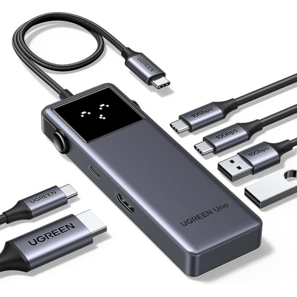 Ugreen Uno 6u1 USB-C hub sa 10Gbps USB-C i USB-A, 4K@60Hz HDMI
