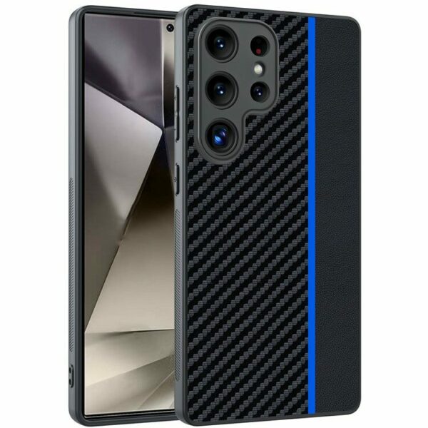 Carbon Fiber Texture maska za Samsung Galaxy S25 Ultra - Black / Blue