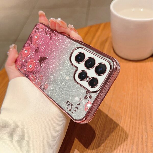 Maska za Samsung Galaxy S24 Ultra Flower Pattern Glitter Pink