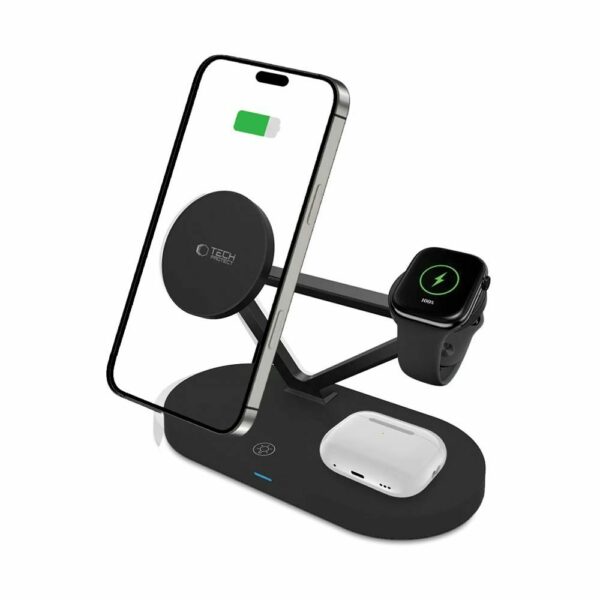 TECH-PROTECT QI15W-A41 3IN1 MAGNETIC MAGSAFE WIRELESS punjač BLACK