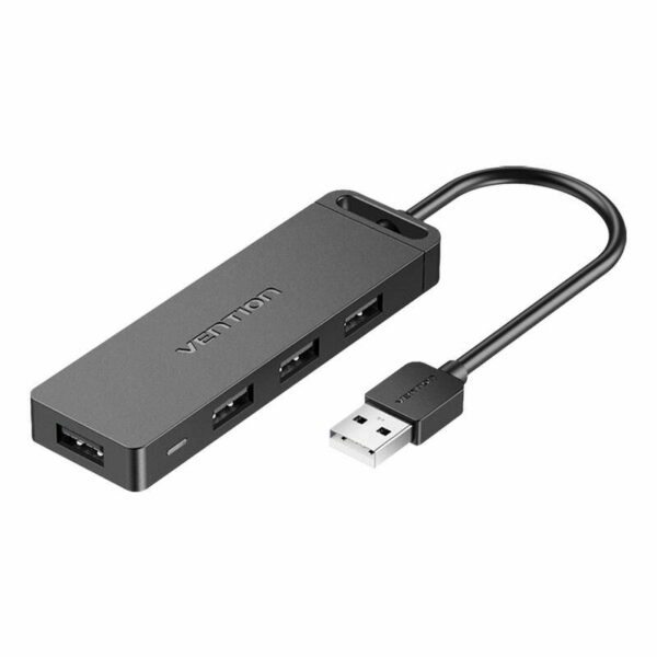 Vention USB 2.0 4-Port Hub with Power Adapter 1m Black