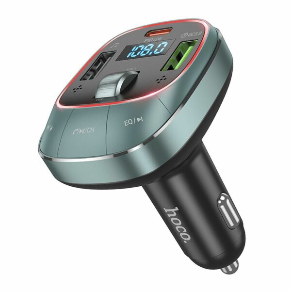 HOCO auto punjač 2 x USB A + Type C digital display + transmiter 5A 45W E76 star space