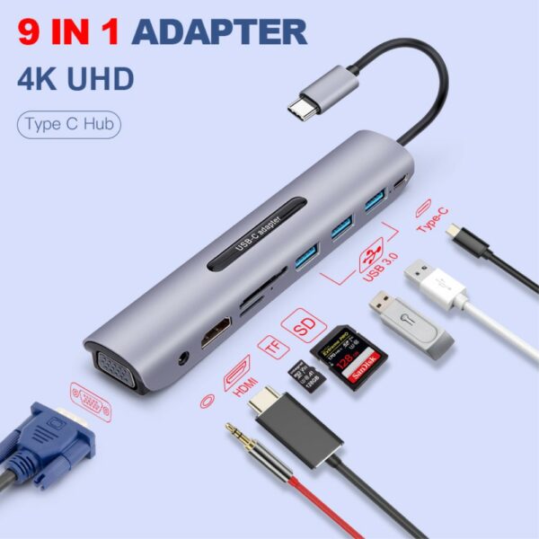 USB C Dock Station Thunderbolt 3 Type-C to HDMI VGA USB adapter
