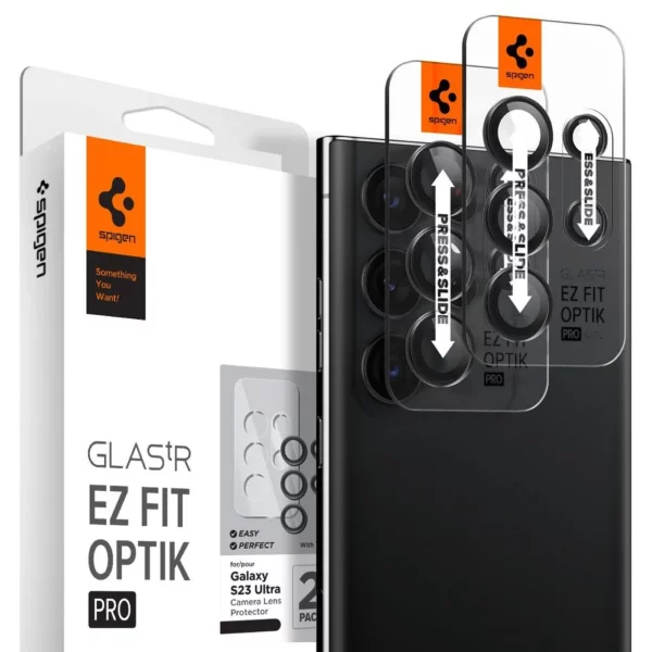 SPIGEN OPTIK.TR ”EZ FIT” camera protector 2-PACK GALAXY S23 ULTRA black