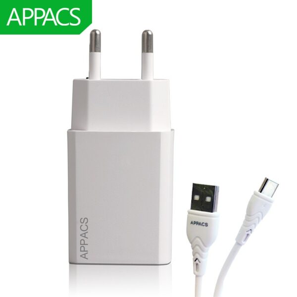 Appacs A7 2.1A adapter+type c kabal