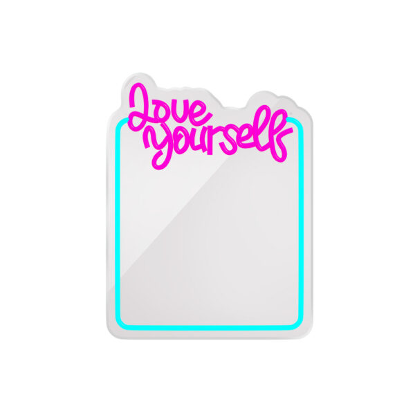 Neon LED ogledalo LOVE YOURSELF tirkizna/roza FMNE01 Forever Light